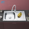 Brushed Silver SUS 304 Stainless Steel Single Bowl Kitchen Sink with Utility Shelf – Top Mount Design for Home and Rural Kitchens 