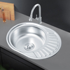 5745 Zhongshan Stainless Steel Sink Hot Sale Single Bowl Pressed Sink with Plate Round Washing and Cooking Sink