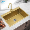 Modern Luxury Style Golden Kitchen Handmade Stainless Steel Sink Large Single Bowl Countertop Basin