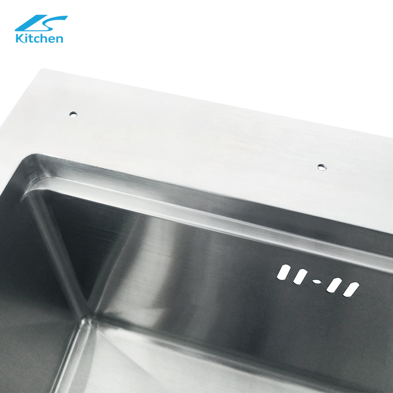 Silver Handmade Large Single Bowl Sink – 16 Gauge Stainless Steel with Knife Rack, Undermount – Deep Basin, Modern Kitchen Design