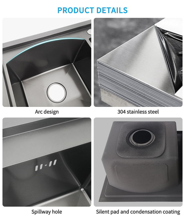 Black Double Bowl Handmade Stainless Steel Sink – Nano Coated, Rectangular Undermount with 2 Faucet Holes – Modern Kitchen Luxury Sink