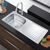 High Quality Kitchen Sink Supplier Modern Sink with Rectangular Drainboard in Kitchen