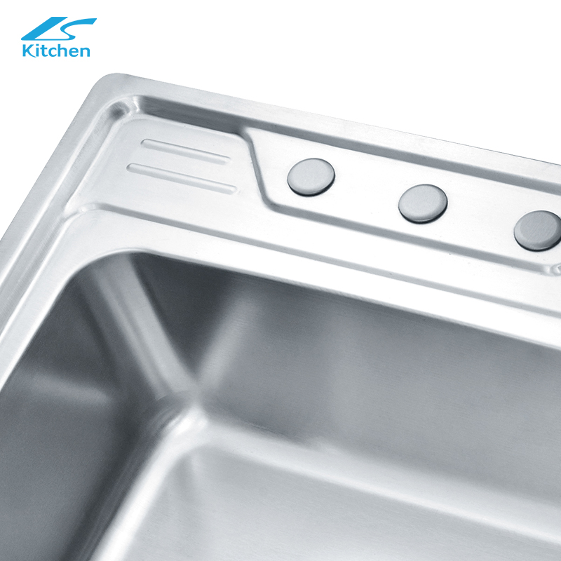  Single Bowl Stainless Steel Bath & Kitchen Sink Black Laundry Wash Basin Three-Hole Counter Installation China Factory Wholesale