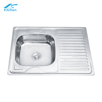 8060 Cutting Drainboard Single Bowl Kitchen Sink Commercial Sink