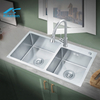 8245Handmade Large bowl kitchen sink 304 stainless steel silver sink double bowl countertop sink