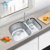 8153 Double Bowl Special Shape House Sink Brushed Stainless Steel Sink