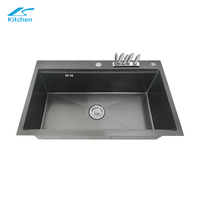 Black Wholesale OEM ODM Handmade Large Single Bowl Sink – 16 Gauge Stainless Steel Modern Kitchen Design