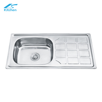 9146 Large Size Food Grade Stainless Steel Sink with Draniboard for House Kitchen 