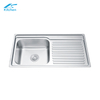 Best Selling Black Silver Single Bowl with Drainboard Washing and Cooking Home Use Basin