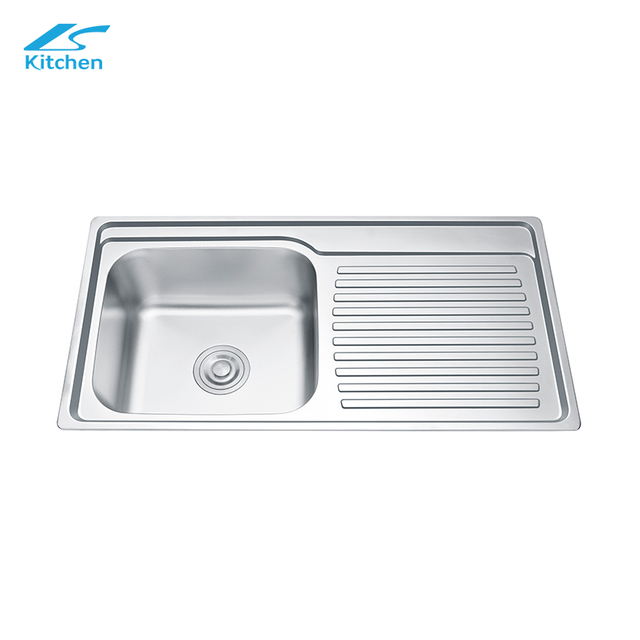 Best Selling Black Silver Single Bowl with Drainboard Washing and Cooking Home Use Basin