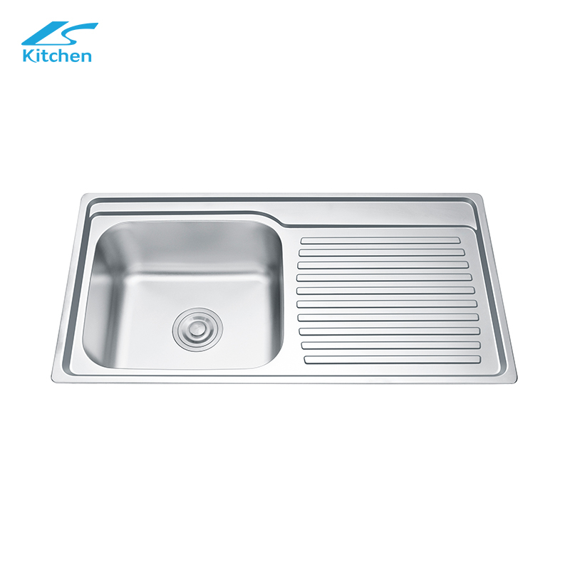 Best Selling Black Silver Single Bowl with Drainboard Washing and Cooking Home Use Basin