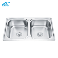 Professional Sink Manufacturer Brushed Double Bowl Stainless Steel Kitchen Sink for Kitchen
