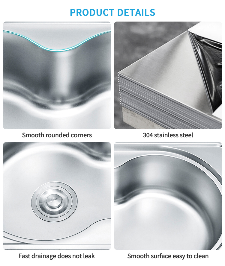  Double Semicircle Bowl Kitchen Sink Caddy with Square Glass Washer above Counter Installation Faucet-Free Kitchen Sink