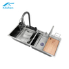 Double Bowl Luxury Modern Smart Tap Knife Holder Kitchen Sink with 304 Stainless Steel 