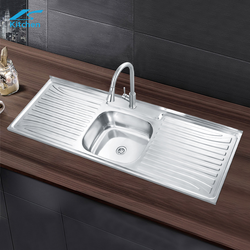 Stainless Steel Double Board Top-Mount Sink with Basin Indoor Kitchen & Outdoor Farm Use