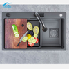 Hot Sale Large Single-slot Nano Black Kitchen Sink with Cutting Board Modern Concept Kitchen Sink