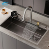 Hot sale Nano 304 Handmade Stainless Steel Single Bowl Rainfall Kitchen Sink 