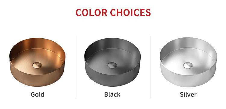 Vessel Round Sink luxury design bathroom stainless steel wash basin with easy to clean outdoor golden sink