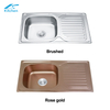 Brushed Rose Gold SUS 304 Stainless Steel Single Bowl Kitchen Sink with Utility Shelf – Top Mount Design for Home and Rural Kitchens – Deep Basin & Modern House Sink