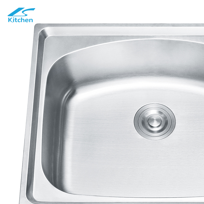 Brushed Single Bowl Pressing Stainless Steel Small Kitchen Sink in Modern House Workstation Kitchen