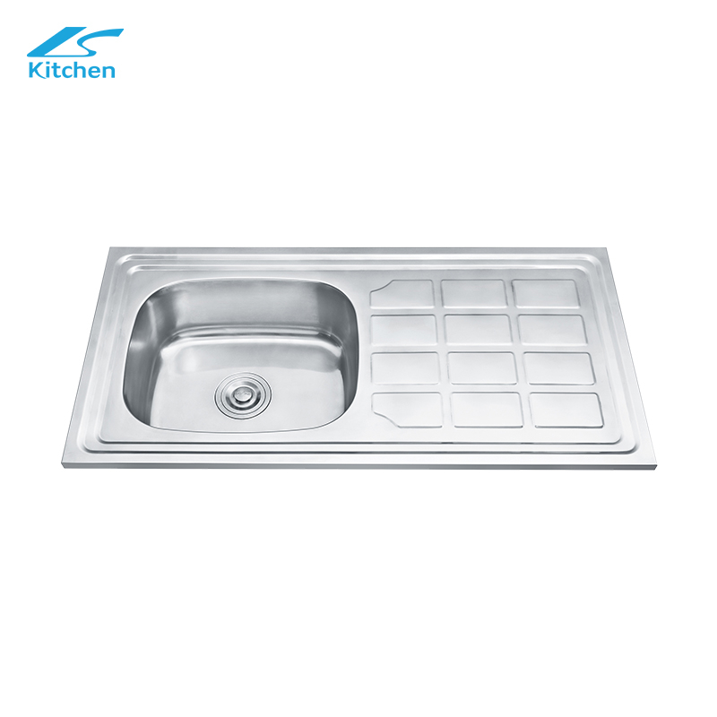 Premium SUS201/304 Stainless Steel Single Bowl Kitchen Sink with Drainboard Square Drop-In Design