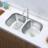 Modern Minimalist Double Bowls Sink Kitchen Stainless Steel Undermount Installation Nano Surface Sink