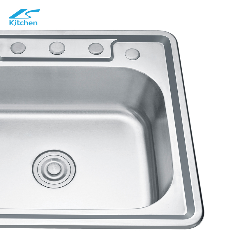 Three-Tap Hole Modern Kitchen and Bath Washing Basin Stainless Steel Silver Sink in Workstation
