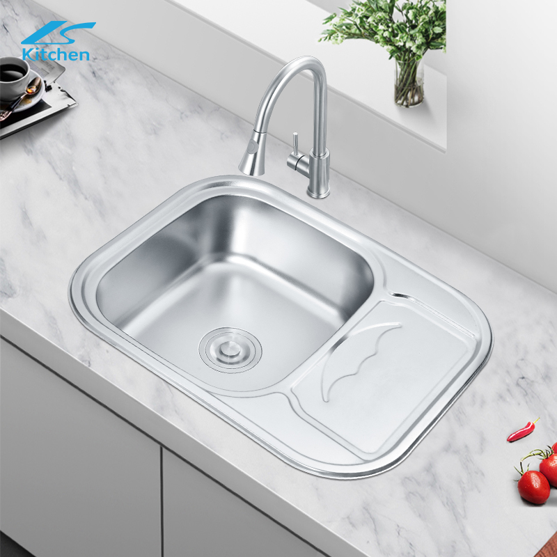 Wholesale SUS304/201 Press Kitchen Round Corner Sink Garden Sink Water Wash Kitchen Sink With Plate