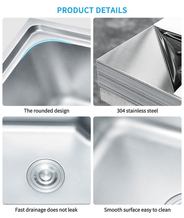 Big Size Cooking Basin Brushed Single Bowl Stainless Steel Small Kitchen Sink
