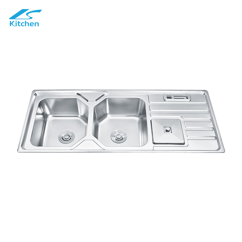 Super Large Family Traditional Double Basin Sink with Plate Stainless Steel Custom Sink