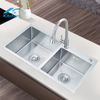 8245Handmade Large bowl kitchen sink 304 stainless steel silver sink double bowl countertop sink