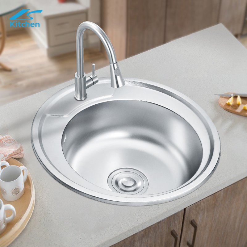 Liangshun 19.3" Stainless Steel Kitchen Sink Single Bowl with Unique round Shape and One Holes 