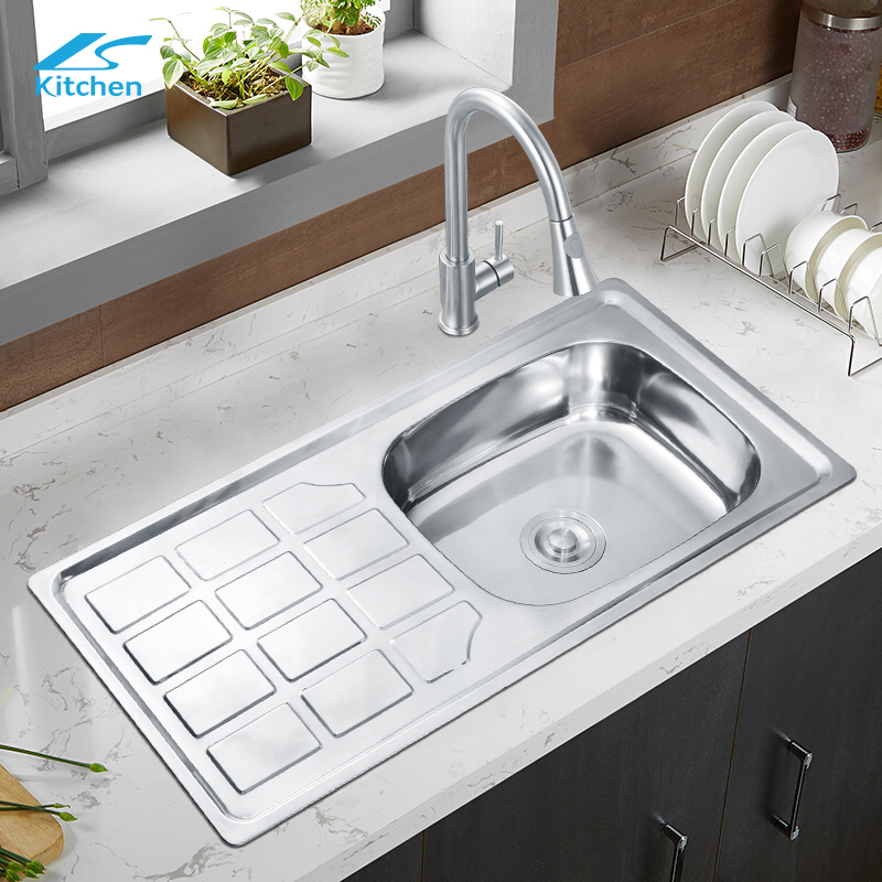 9146 Large Size Food Grade Stainless Steel Sink with Draniboard for House Kitchen 