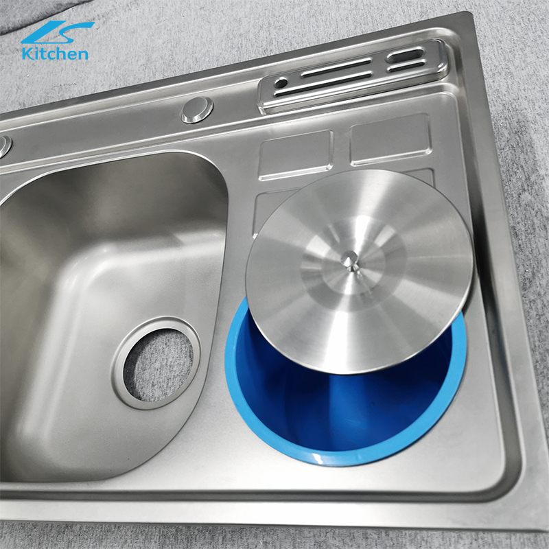 Stainless Steel Double Bowl Kitchen Sink with Trash Bin - Undermount Kitchen Sink
