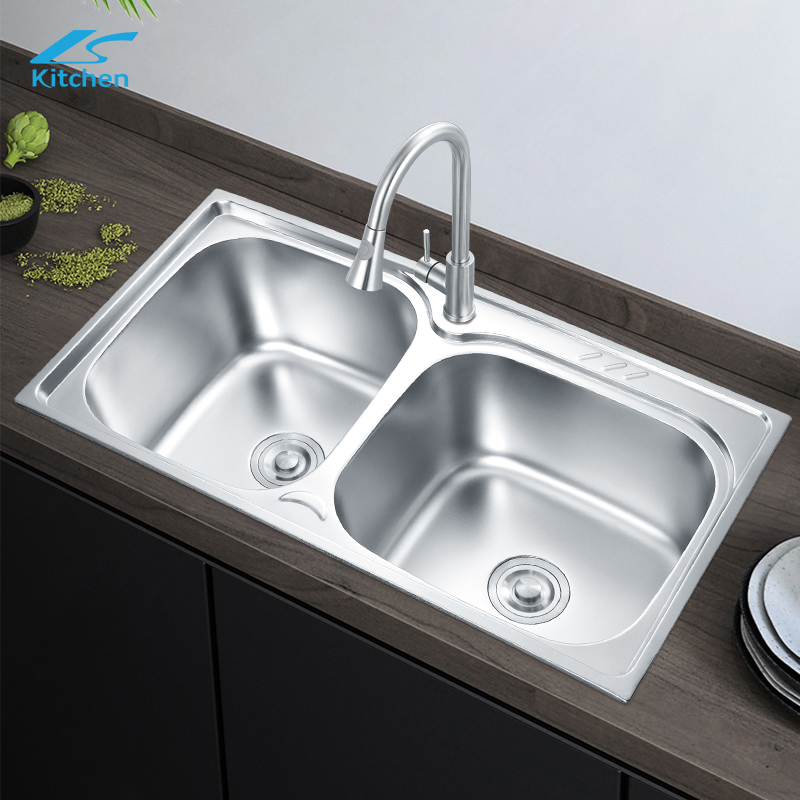 High Quality 201/304 Double Farmhouse Kitchen Sink Stretch Basin Sink for Kitchen