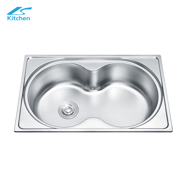  Double Semicircle Bowl Kitchen Sink Caddy with Square Glass Washer above Counter Installation Faucet-Free Kitchen Sink