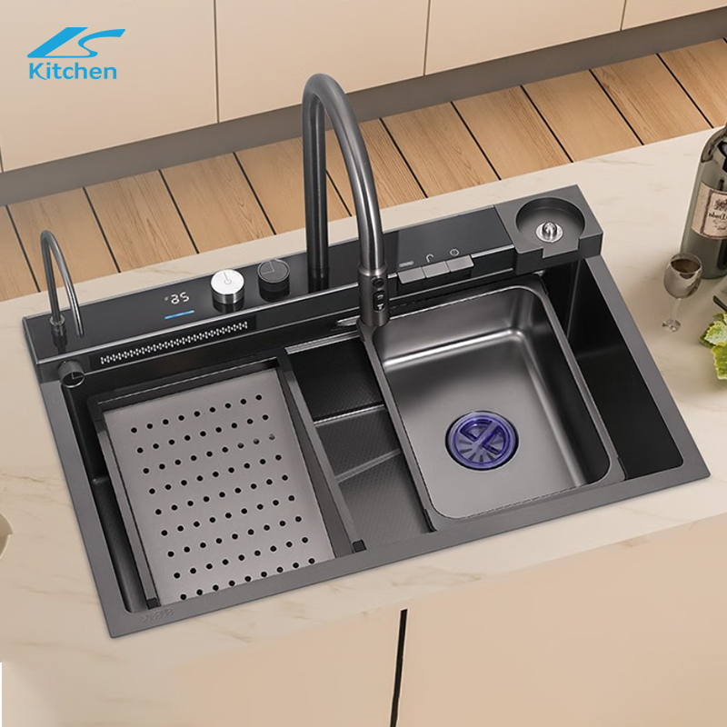 Commercial Restaurant Kitchen Sink Handmade Waterfall Rainfall Kitchen Sink