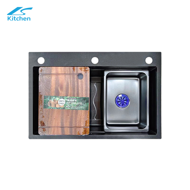 Hot Sale Large Single-slot Nano Black Kitchen Sink with Cutting Board Modern Concept Kitchen Sink