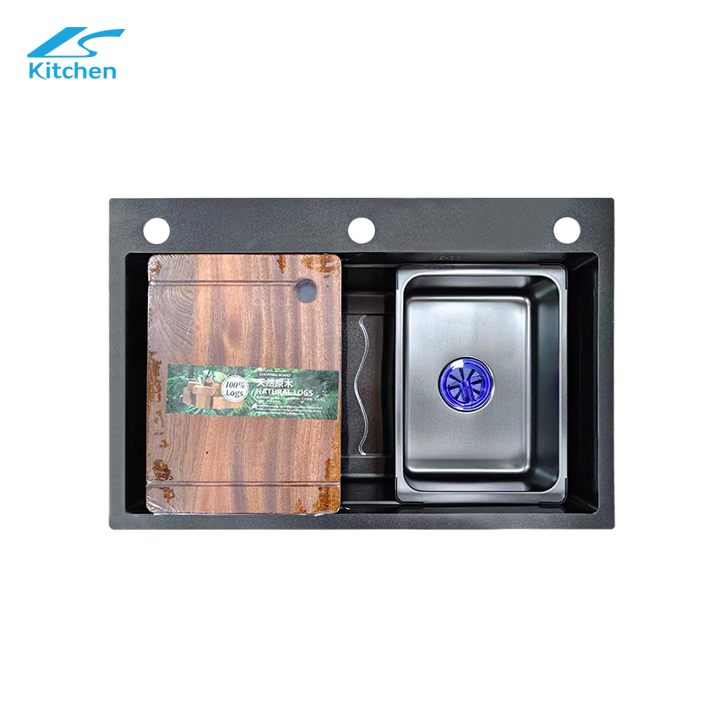 Hot Sale Large Single-slot Nano Black Kitchen Sink with Cutting Board Modern Concept Kitchen Sink