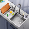 SUS304 Stainless Steel Kitchen Sink with Waterfall Smart Embossed Kitchen