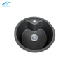 Black modern and simple design quartz stone sink, round household and commercial kitchen and bathroom washbasin